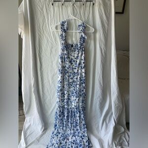 White & blue flower maxi dress, H&M, Medium, never worn